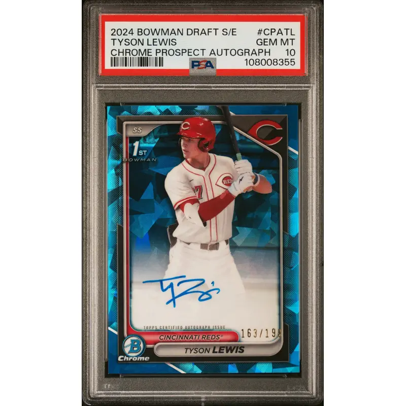 Tyson Lewis 2024 Bowman Draft Sapphire Auto #163/199 PSA 10 Gem Mint