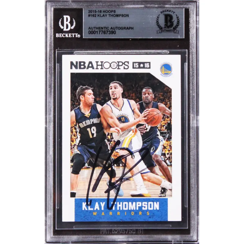 Warriors Klay Thompson Authentic Signed 2015 Hoops #162 Card BAS Slabbed