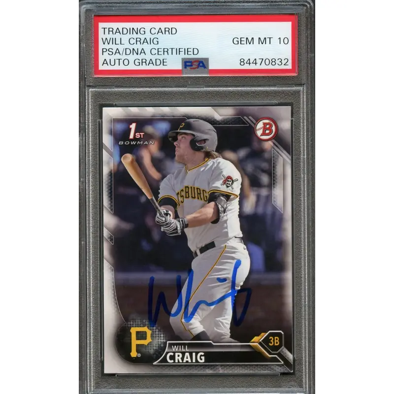 2016 Bowman Draft #BD-39 WILL CRAIG Signed Card PSA Slabbed Auto 10 Pirates