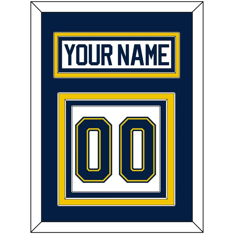 Michigan Hockey Nameplate & Number (Back) - Home White (2021-2023) - Triple Mat 2