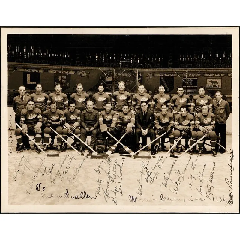 1935-36 Detroit Red Wings First Stanley Cup Champs Team-Signed Photo PSA DNA