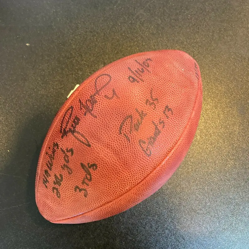 Brett Favre Signed Heavily Inscribed STATS Wilson Game Football Favre COA