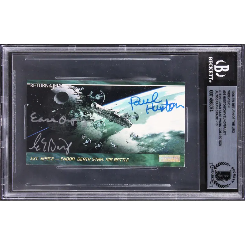 Star Wars (3) Huston, Owyeung +1 Signed 1996 ROTJ WV #95 Card Auto 10! BAS Slab