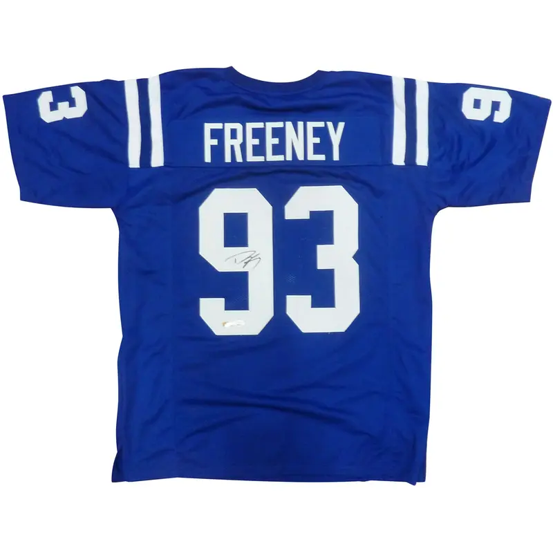 Dwight Freeney Autographed Indianapolis (Blue #93) Custom Jersey - JSA