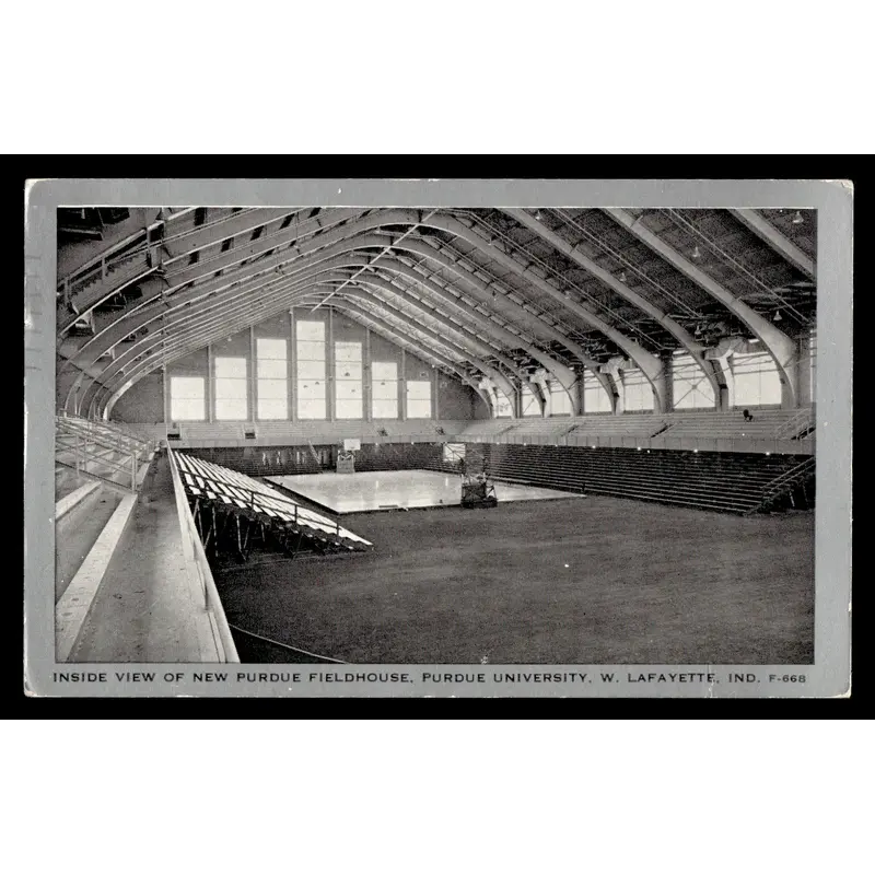 Vintage 1950 Purdue University Fieldhouse Circulated Postcard