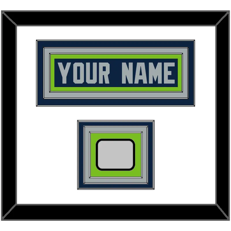 Seattle Nameplate & Super Bowl XLVIII Jersey Patch - Home Blue - Triple Mat 1