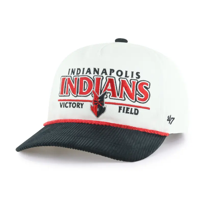 Indianapolis Indians '47 Adult White/Black Rustic Hitch Adjustable Snapback Cap