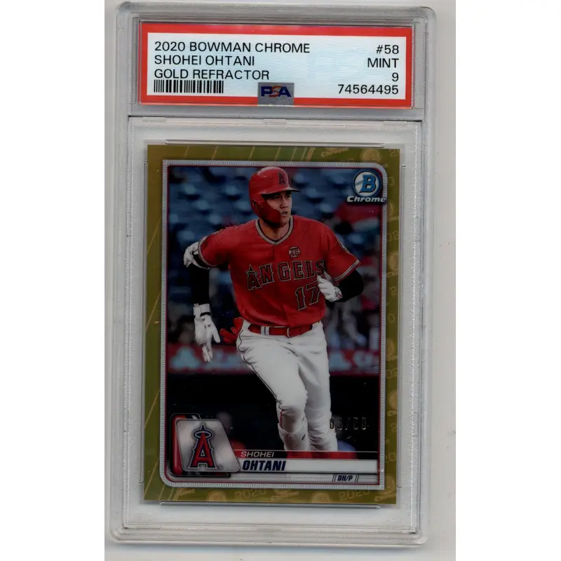 Shohei Ohtani 2020 Bowman Chrome Gold Refractor 03/50 #58 PSA 9 Mint