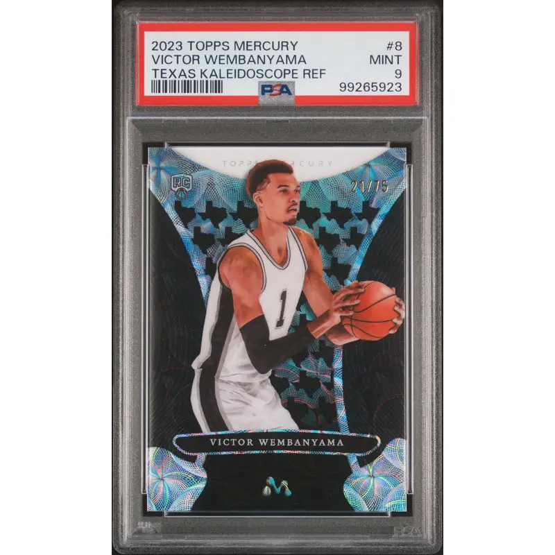Victor Wembanyama 2023 Topps Mercury #8 Texas Kaleidoscope Refractor #21/75 PSA 9 Mint