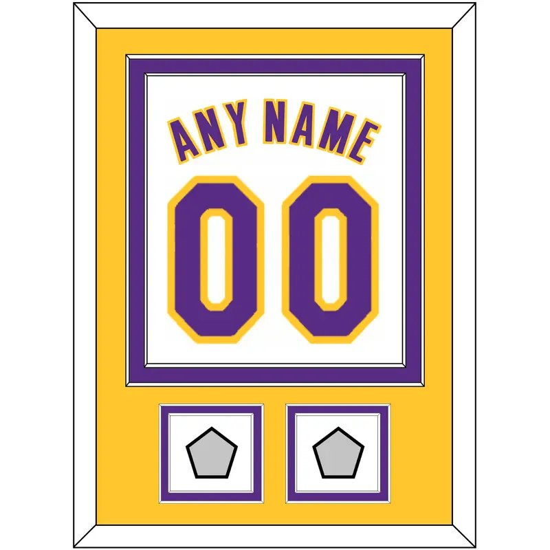 Los Angeles Name & Number With 2 Finals Patches - Alternate White (2002-2018) - Double Mat 4