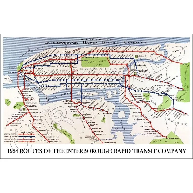 1924 New York Subway Map Poster 11X17 - 2554