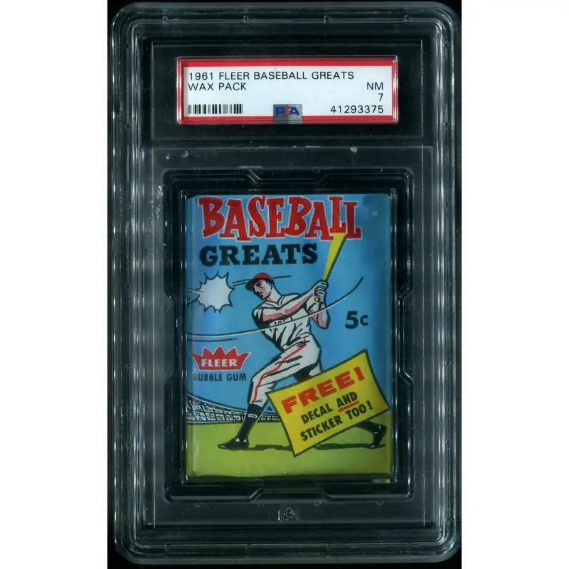 1961 Fleer Baseball Greats Unopened Wax Pack PSA 7