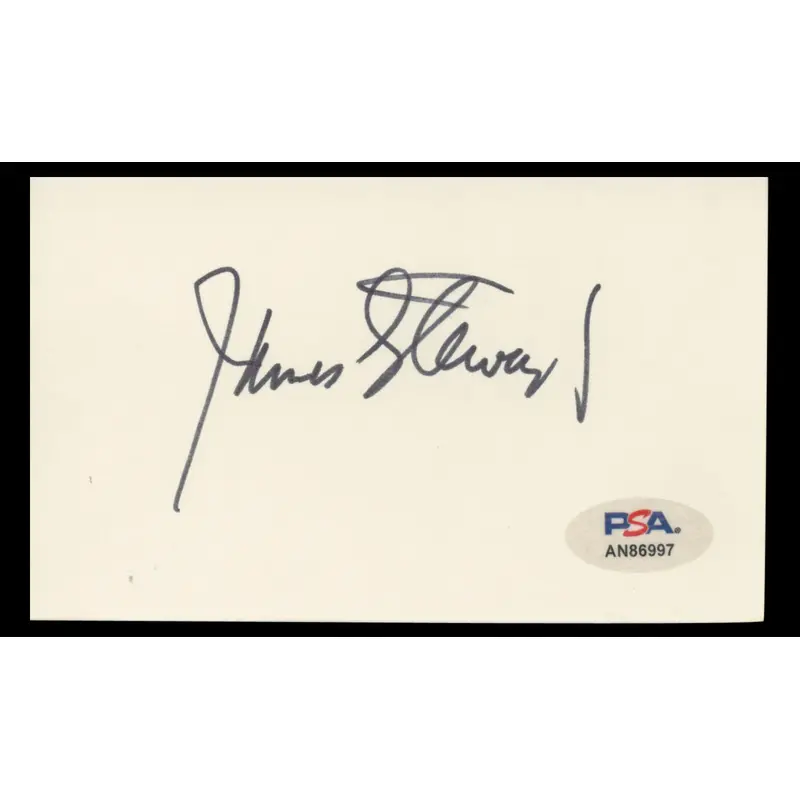 James Stewart It's a Wonderful Life Authentic Signed 3x5 Index Card PSA #AN86997