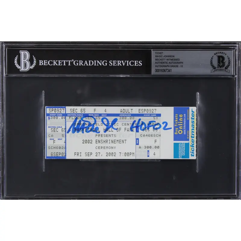 Magic Johnson HOF 02 Signed HOF Induction Ticket Stub Auto 10! BAS Slabbed 1