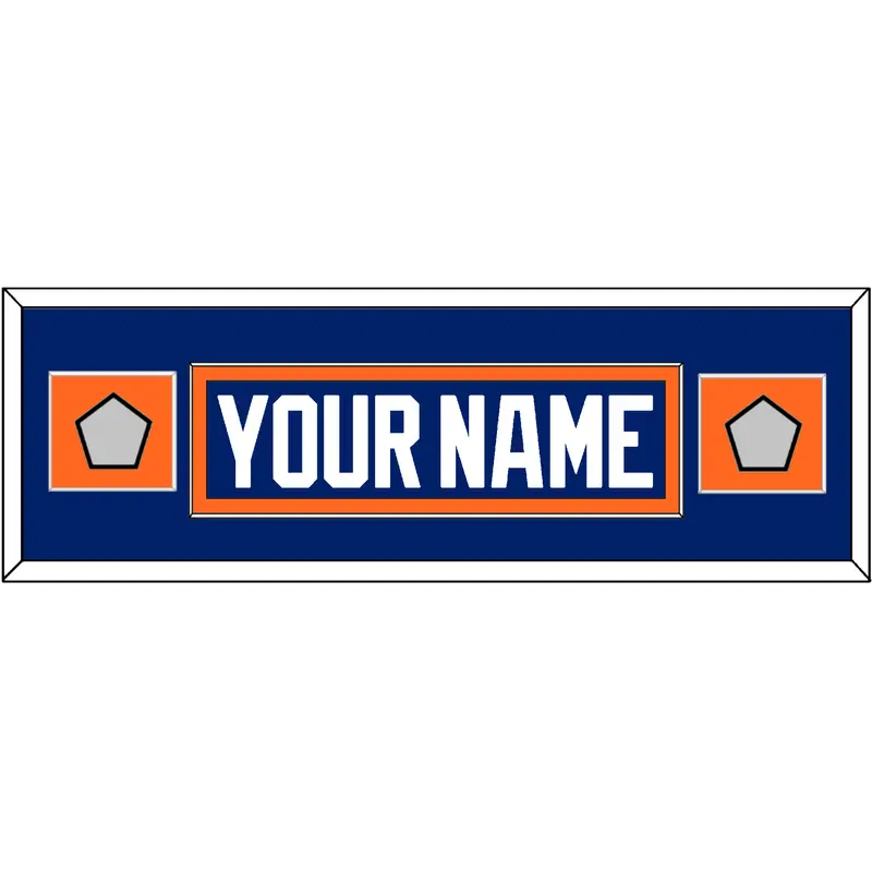 Edmonton Nameplate & 2 Stanley Cup Champions Patches - Road Blue (1981-1994) - Single Mat 4