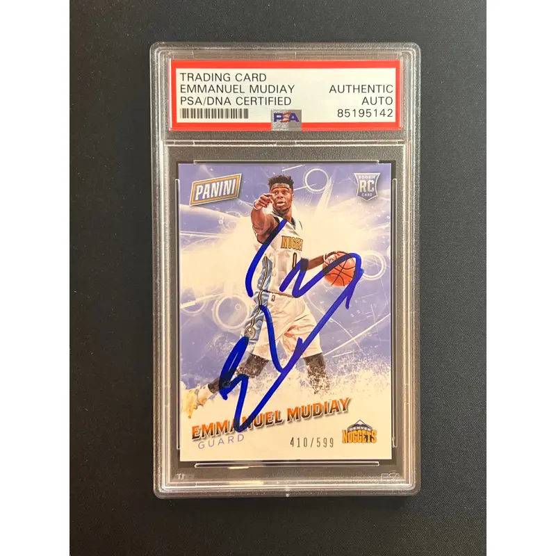 2016 Panini Fathers Day #60 Emmanuel Mudiay Signed Card AUTO PSA Slabbed Nuggets