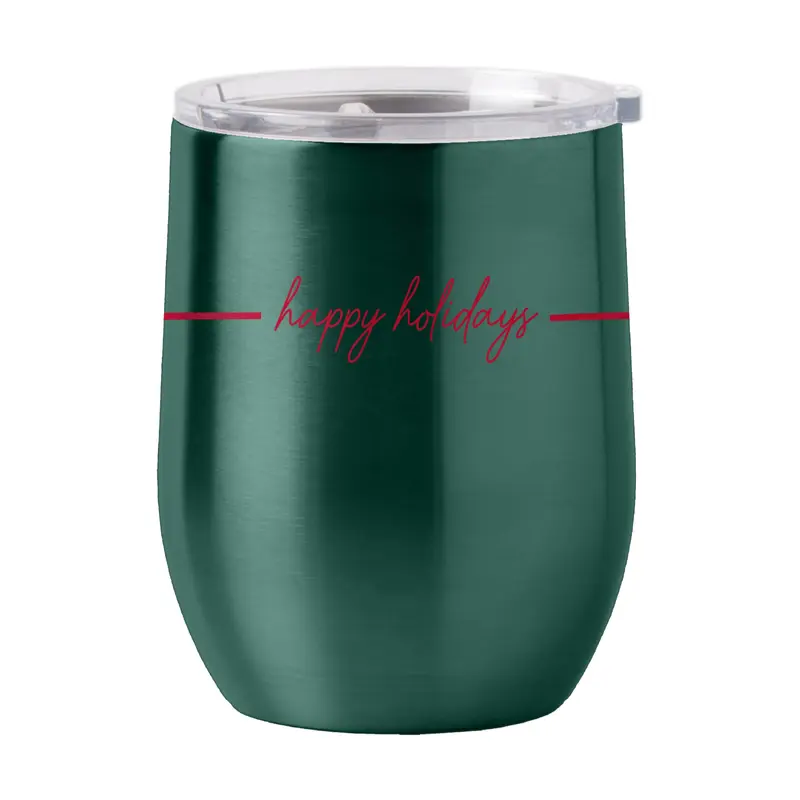 Christmas Ribbon 16oz Stainless Curved Beverage