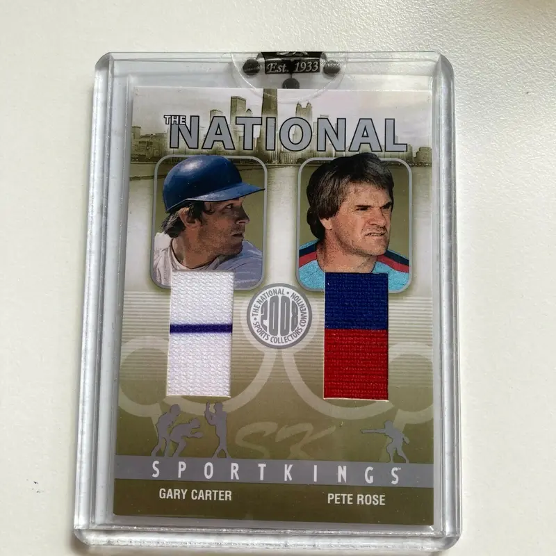 Leaf Sportkings Gary Carter Pete Rose 2/9 Game Used Jersey Patch
