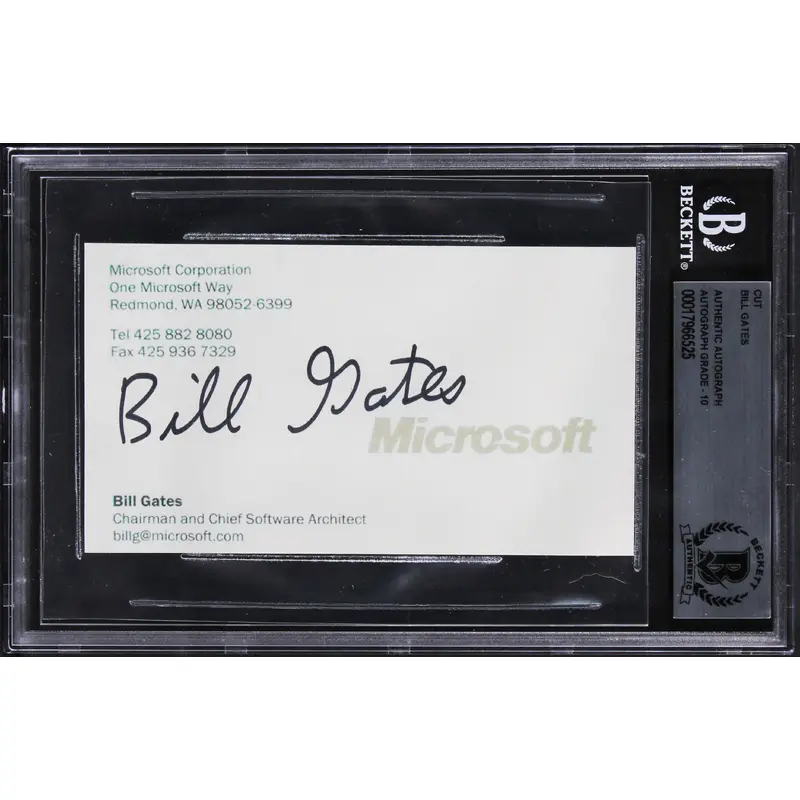 Bill Gates Microsoft Signed 2.75x5 Cut Signature Auto Graded Gem 10! BAS Slabbed