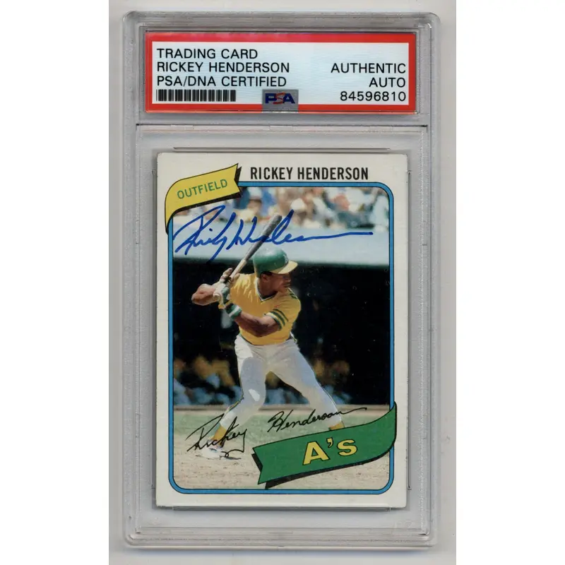 Rickey Henderson 1980 Topps #482 PSA Authentic Auto