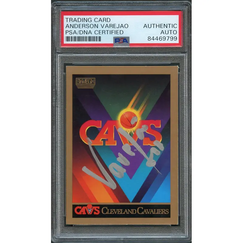 1990-91 Skybox Team Logo #332 Anderson Varejao Signed Card AUTO PSA Slabbed Cavaliers