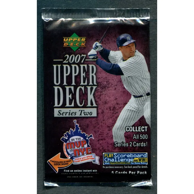 2007 Upper Deck Baseball Unopened Series 2 Pack (5 Cards)