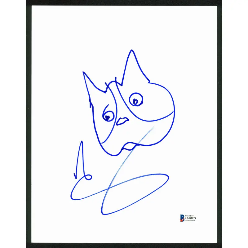 Jason Schwartzman Authentic Signed 8.5x11 Cat Sketch Photo BAS #D78059