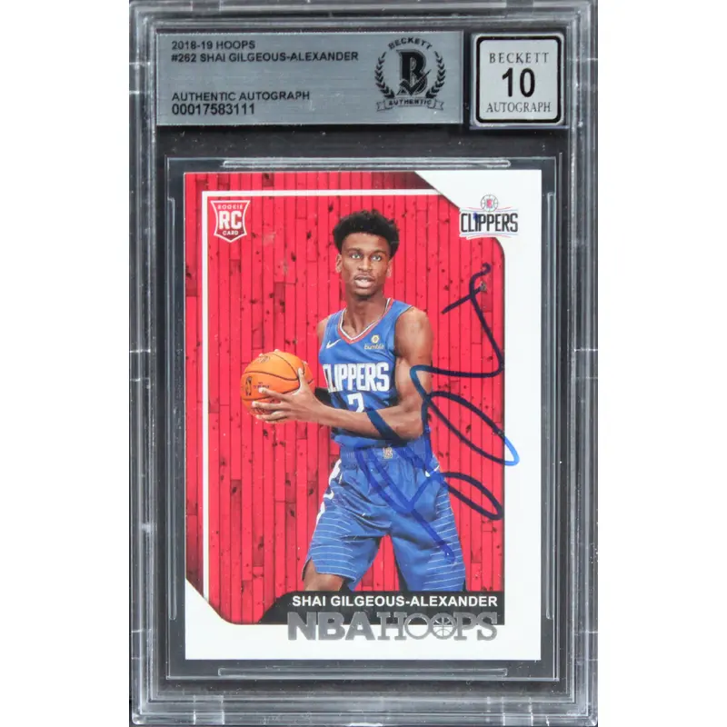 Shai Gilgeous-Alexander Signed 2018 Hoops #262 Rookie Card Auto 10! BAS Slabbed