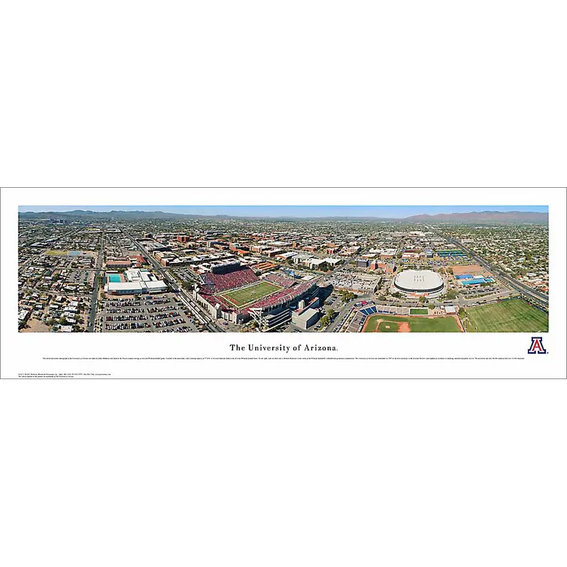 University of Arizona Aerial Panoramic Poster Print - Blakeway Worldwide