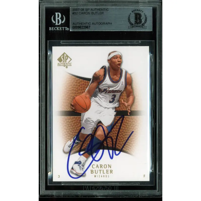 Wizards Caron Butler Authentic Signed Card 2007 SP Authentic #52 BAS Slabbed