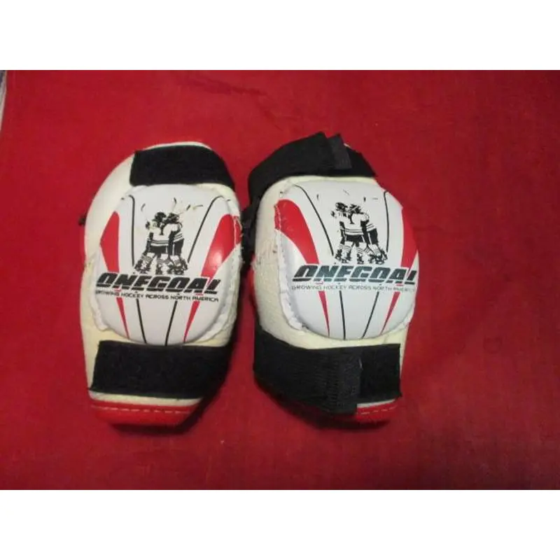 Used OneGoal Hockey Elbow Pads Size YOUTH LARGE White/Red/Black