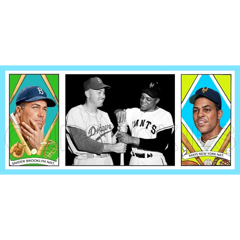 Duke Snider Willie Mays 1912 Hassan Triple Folder Custom Card - 3646