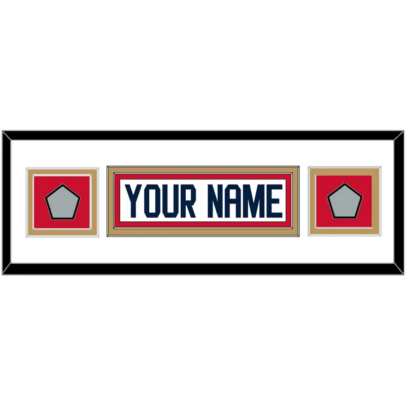 Florida Nameplate & 2 Stanley Cup Finals Patches - Road White - Double Mat 2