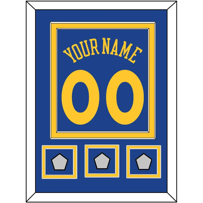 Golden State Name & Number With 3 Finals Patches - Road Blue (2010-2019) - Double Mat 2