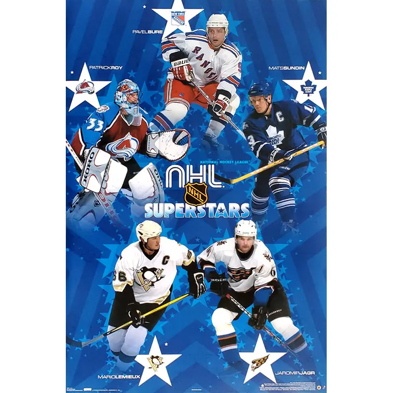 NHL Superstars 2002-03 Poster (Lemieux, Sundin, Bure, Jagr, Roy) - Costacos Sports