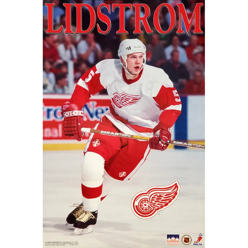 Nicklas Lidstrom "Action" Detroit Red Wings NHL Hockey Action Poster - Starline 1995