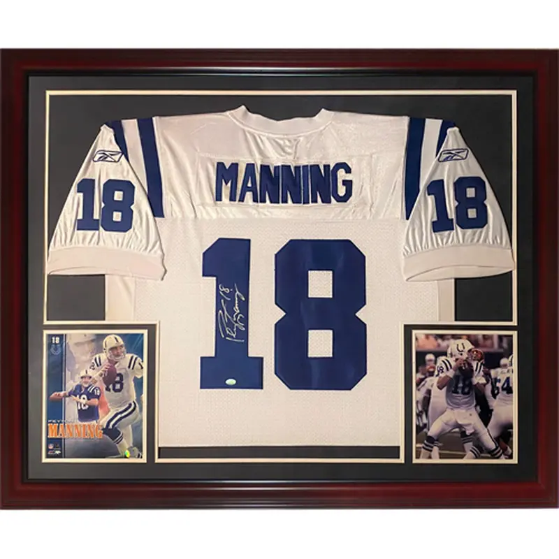 Peyton Manning Autographed Indianapolis Colts (White #18) Deluxe Framed Jersey