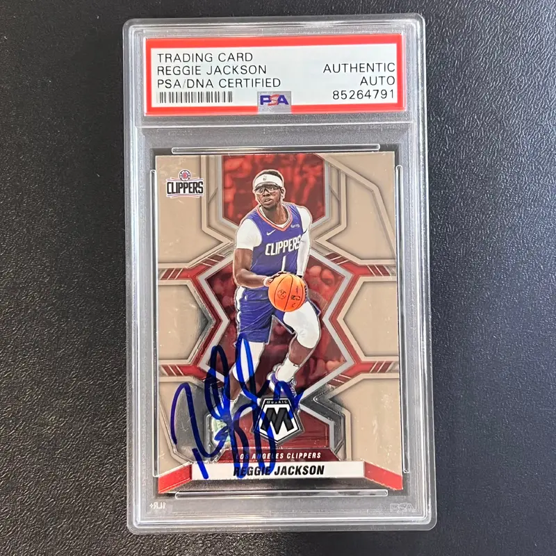 2021-22 Panini Mosaic #183 Reggie Jackson Signed Card AUTO PSA Slabbed Clippers