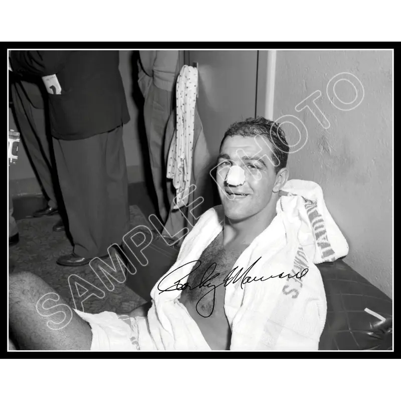Rocky Marciano 11X14 Photo - Autographed Split Nose 1954 Heavyweight Champion - 925