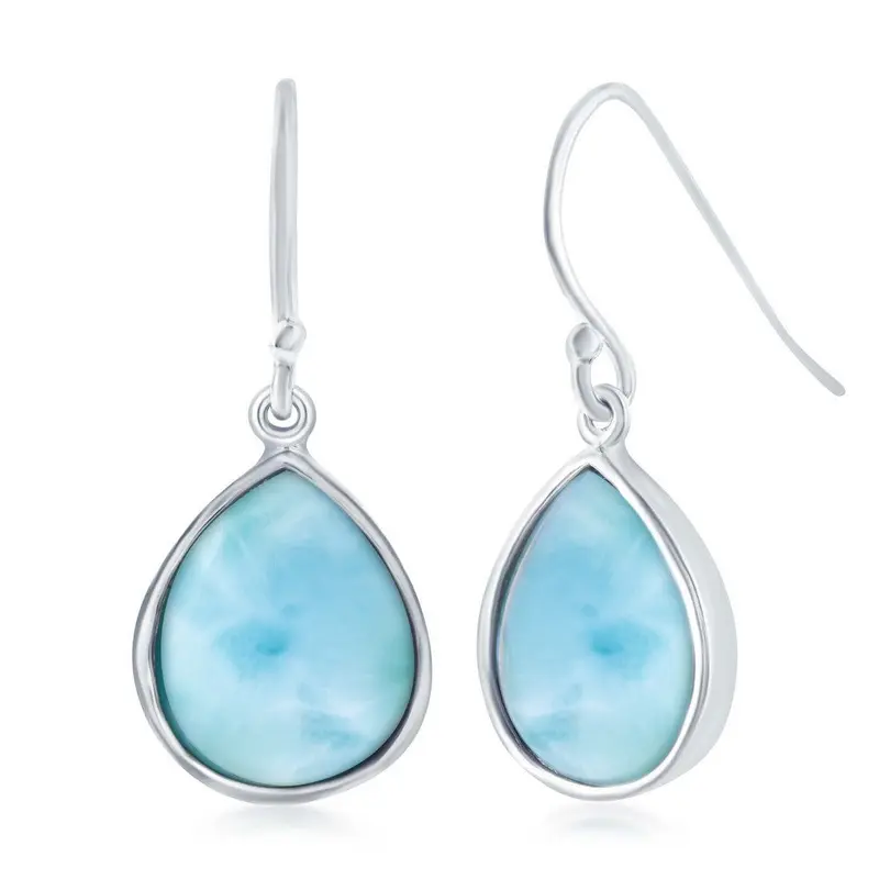 Sterling Silver Teardrop Larimar Earrings