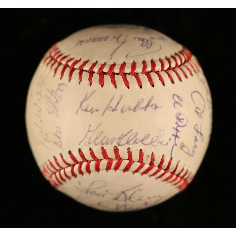 1962 Chicago Cubs Team Signed Spalding Baseball Ken Hubbs & Ernie Banks JSA COA