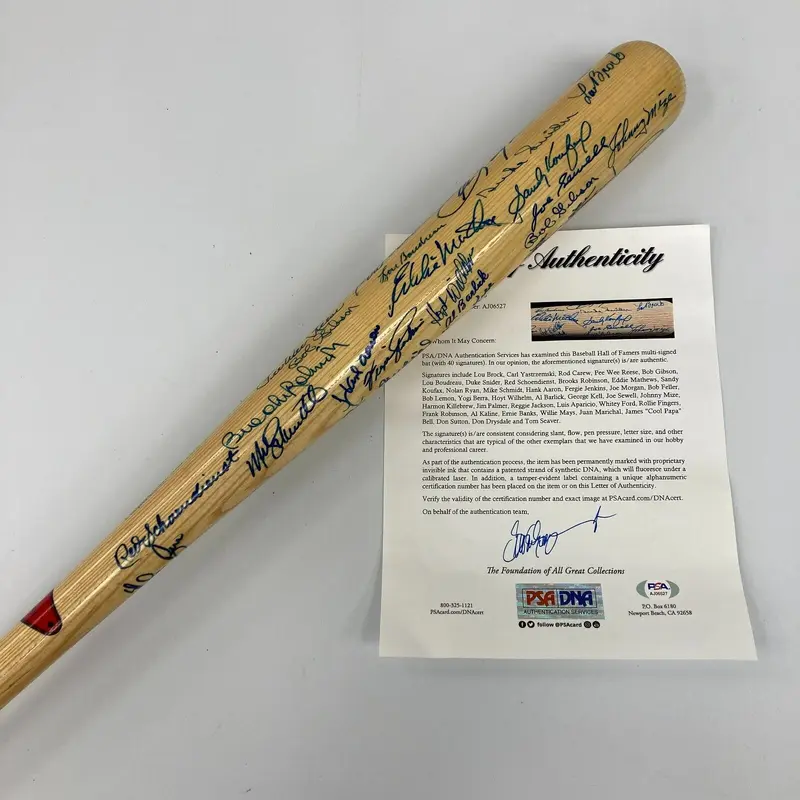 Willie Mays Hank Aaron Sandy Koufax HOF Multi Signed Baseball Bat 40 Sigs PSA
