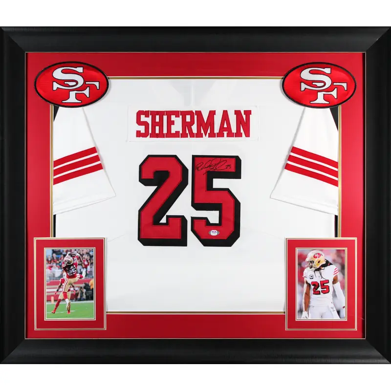 49ers Richard Sherman Signed White Nike Elite Framed Jersey PSA/DNA #AK78202