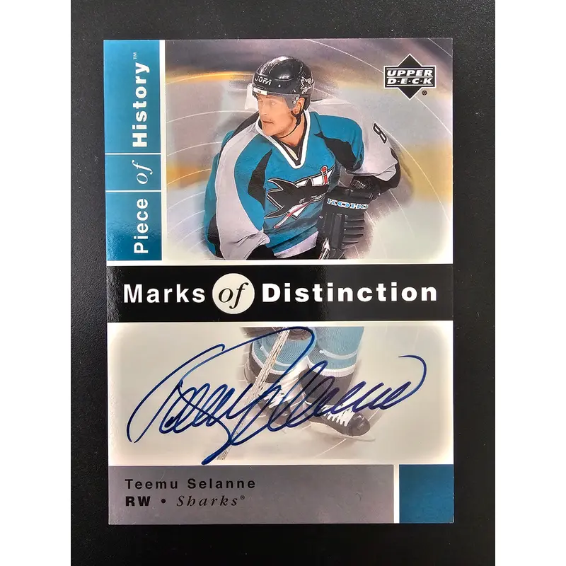 2002-03 UD Piece of History Marks of Distinction - Teemu Selanne #TS