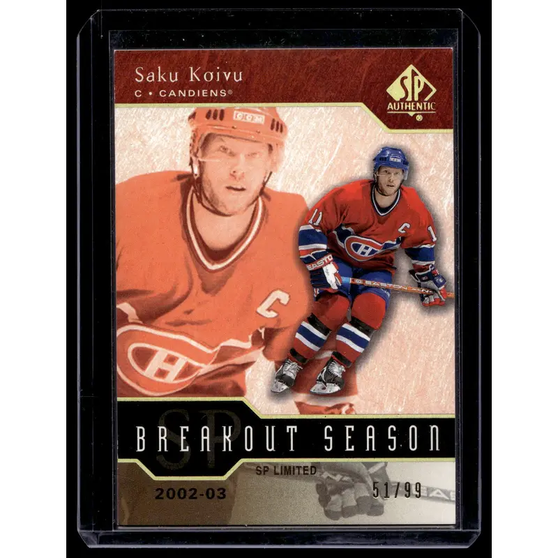 2003-04 Upper Deck SP Authentic - Breakout Seasons - SP Limited - Saku Koivu #B30 /99