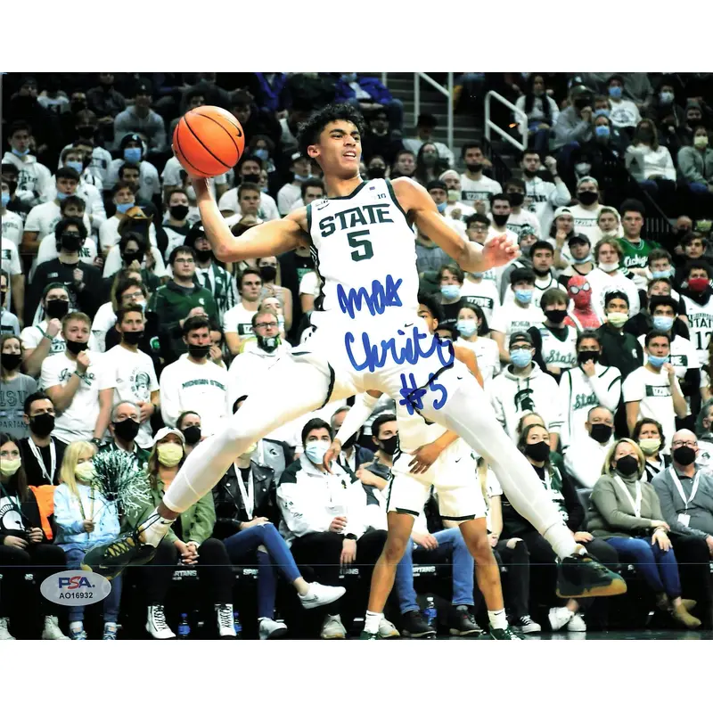 MAX CHRISTIE Signed 8x10 photo PSA/DNA Michigan State Autographed