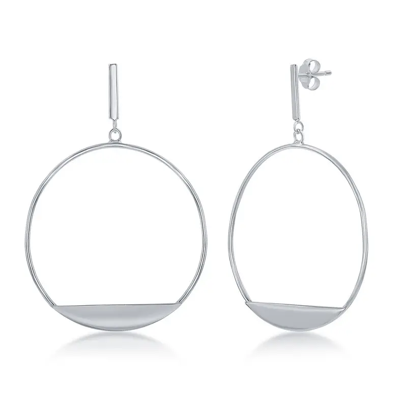 Sterling Silver Bar with Designed Hoop Earrings
