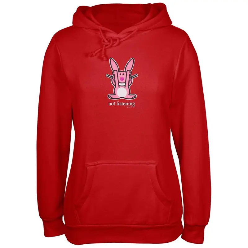 Happy Bunny - Not Listening Red Ladies Hoodie