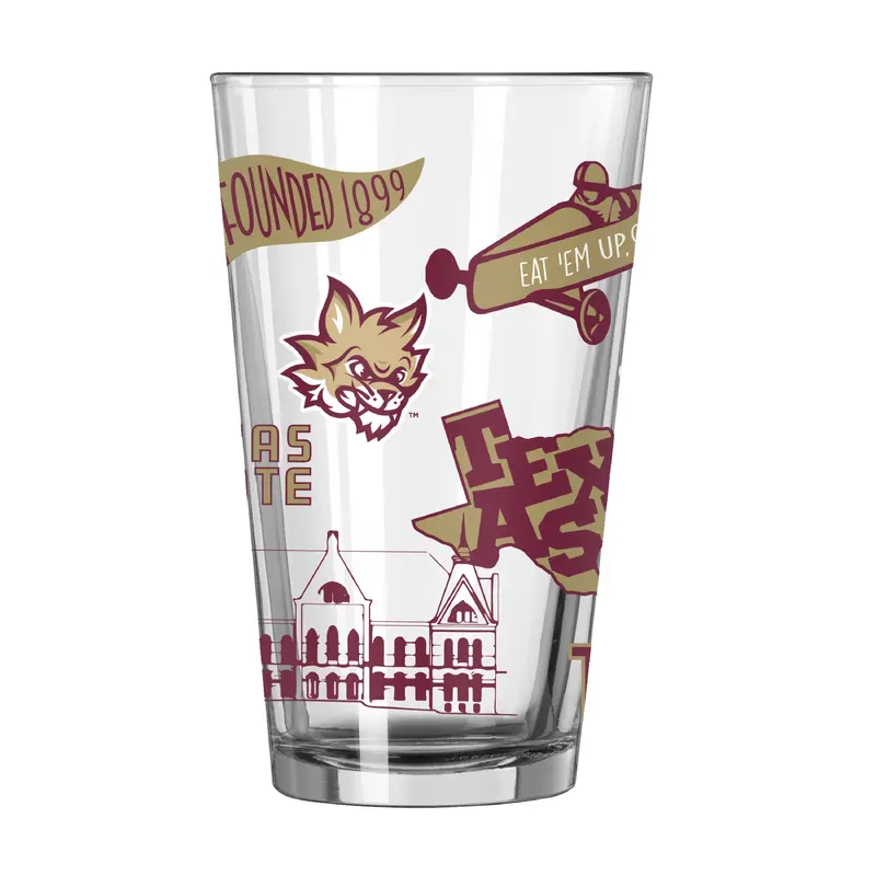 Texas State 16oz Native Pint Glass