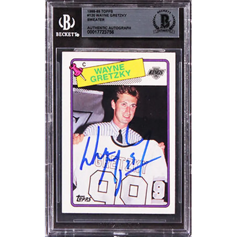 Kings Wayne Gretzky Authentic Signed 1988 Topps #120 Sweater Card BAS Slabbed